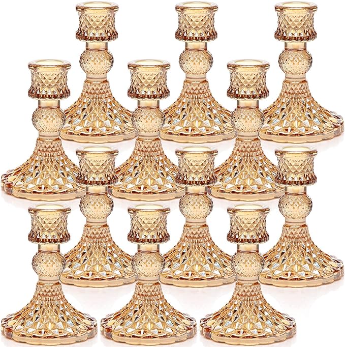 Candlestick Holders Set, Glass Candle Holders by DARJEN