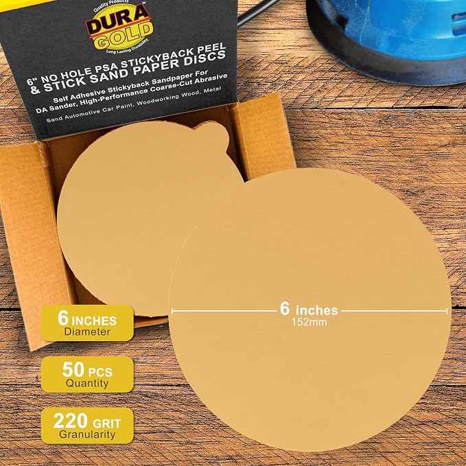 Dura-Gold Premium 6" Gold PSA Sanding Discs - Image 2