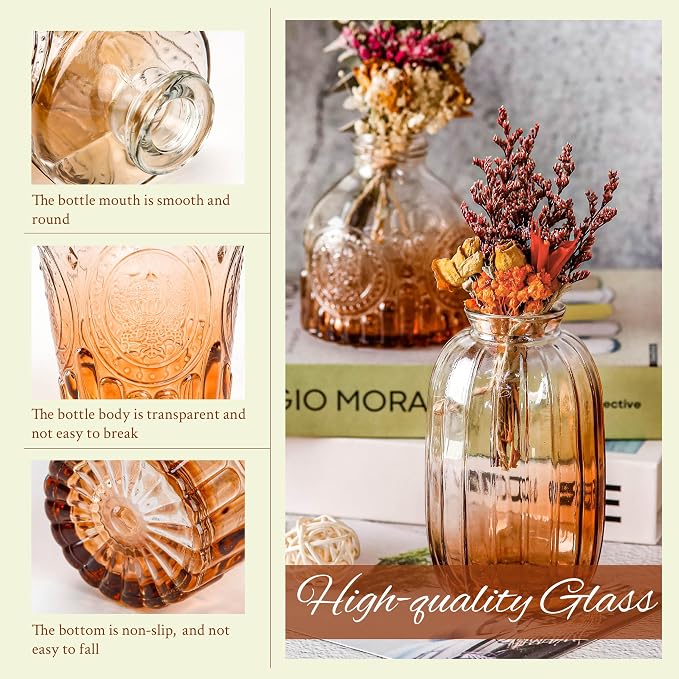 Der Rose 30pcs Glass Bud Vases, Amber Vases - Image 5