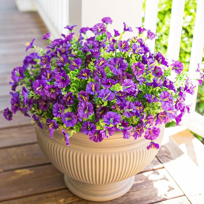 Artificial Flowers for Outdoors Fake Plants Outside Decoration, 12 Bundles Silk - Image 2