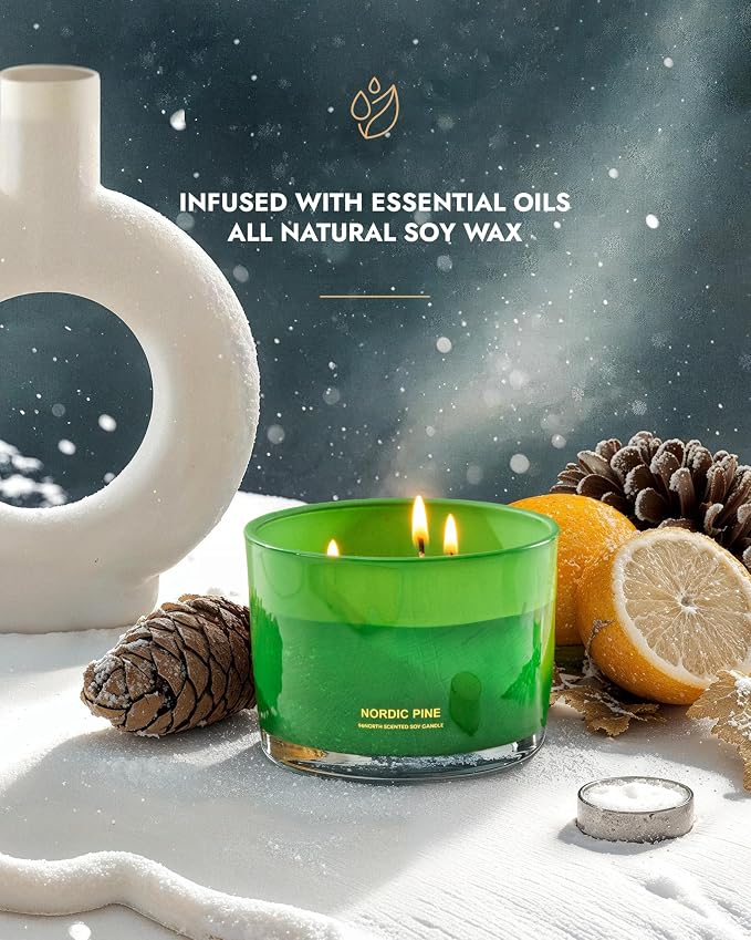 Luxury Pine Soy Candle | Large 3 Wick Jar Candle | Up to 40 Hours Burning Time - Image 2