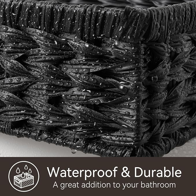 GRANNY SAYS Wicker Baskets for Organizing, Waterproof Black Basket, Woven - Image 5