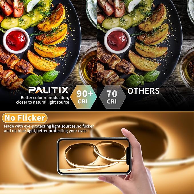 PAUTIX 5V USB COB LED Strip Lights UL-Listed Dotless LED Lights - Image 4