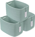 XUANGUO Woven Cotton Rope Storage Baskets 15x10x9.3" 3 Pack Green | Decorative by XUANGUO