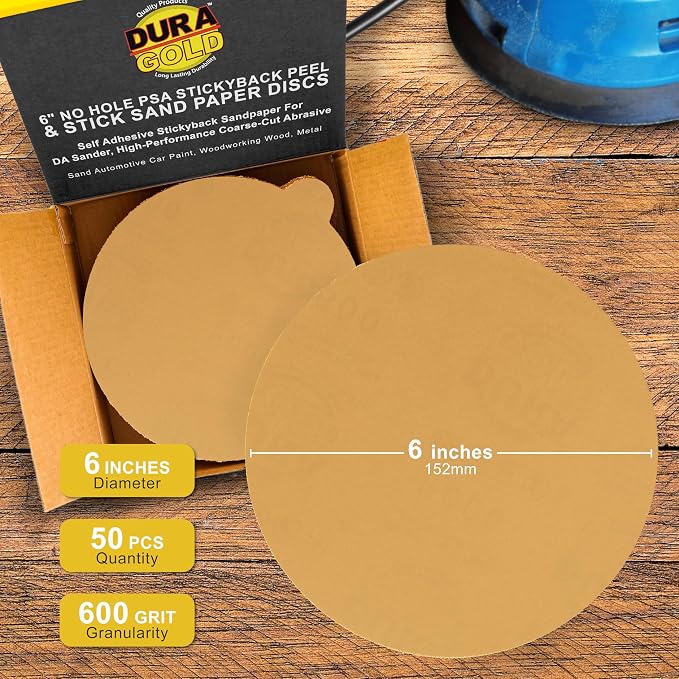 Dura-Gold Premium 6" Gold PSA Sanding Discs - Image 2