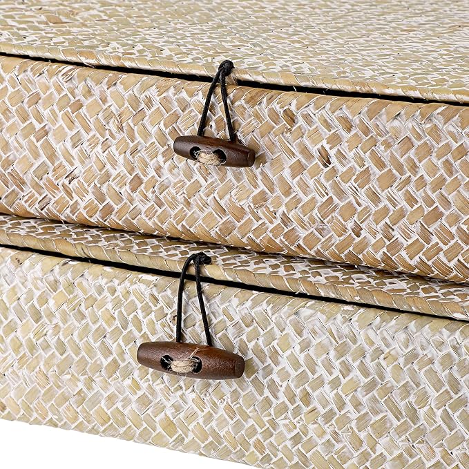 Hipiwe Set of 2 Flat Woven Wicker Basket Bins - Image 4