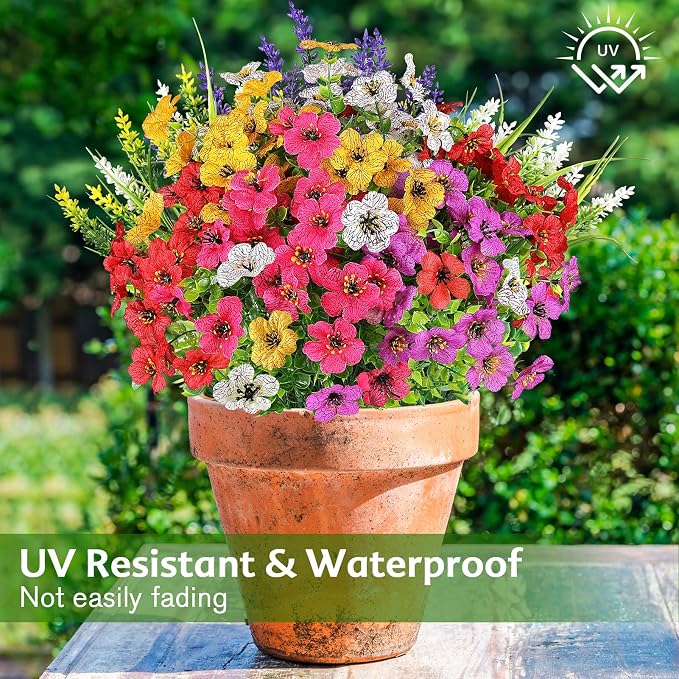 AGIRL Artificial Flowers Outdoor UV Resistant Fake Plant Garden Patio Decor | - Image 5