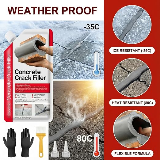 Concrete Crack Filler 4-Pack 4.4LB Grey | Self-Leveling, High Elasticity Cement - Image 6