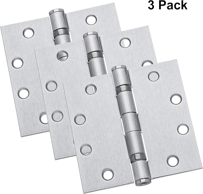 Dynasty 4-1/2" x 4-1/2" Ball Bearing Door Hinge, Brushed Chrome, Quiet Swing - Image 3