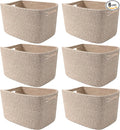 6 Pack Woven Rope Baskets, 12.6"×9"×7.8" Storage Bins, Shelf Baskets Organizer by HZFTJOY