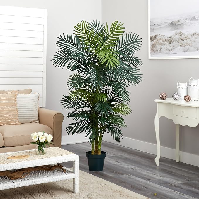 Nearly Natural 6.5 ft Artificial Golden Cane Palm Tree - Image 6