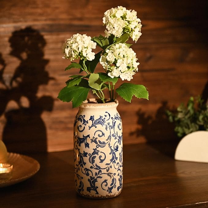 VICTOR & TERESA Rustic Blue and White Vase - Image 2