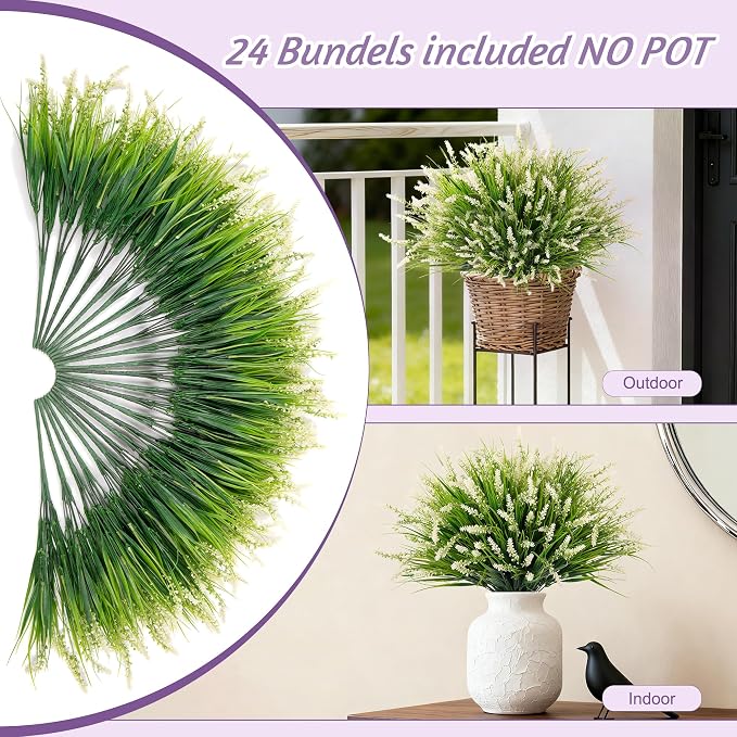 Ammyoo 24 Pcs Artificial Fake Plants UV Resistant - Image 6