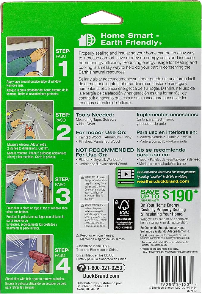 Duck 286218 Extra Large Patio Door Shrink Film Window Insulation kit, Crystal - Image 2