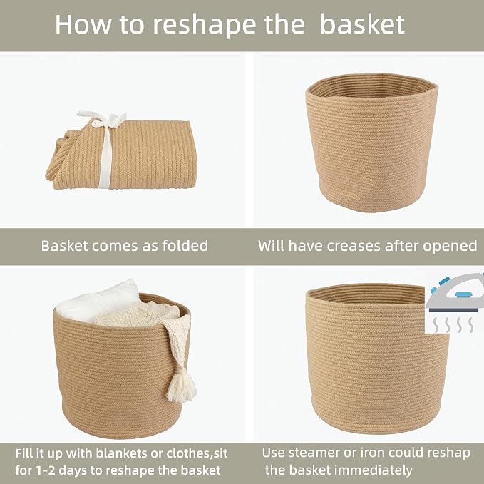 XUANGUO Jute Rope Basket For Girls Boys Kids 16”X14” | Baby Laundry Baskets - Image 7