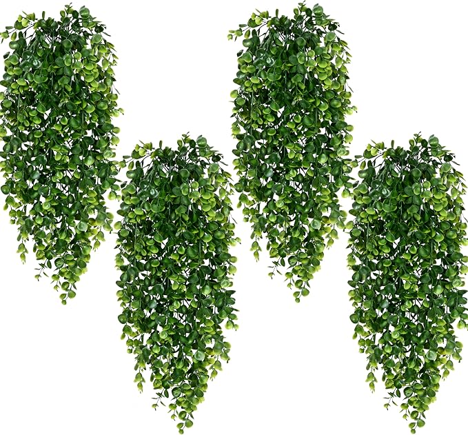 4Pcs Fake Hanging Plants 2.7FT Fake Plants Fake Vines Greenery | UV Resistant by Waipfaru