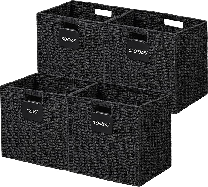 UBBCARE 4 Pack Wicker Basket, 10.5×10.5 Storage Cubes by UBBCARE