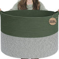 INDRESSME 115L Extra Large Woven Rope Blanket Basket Living Room Green | 23.6" by INDRESSME