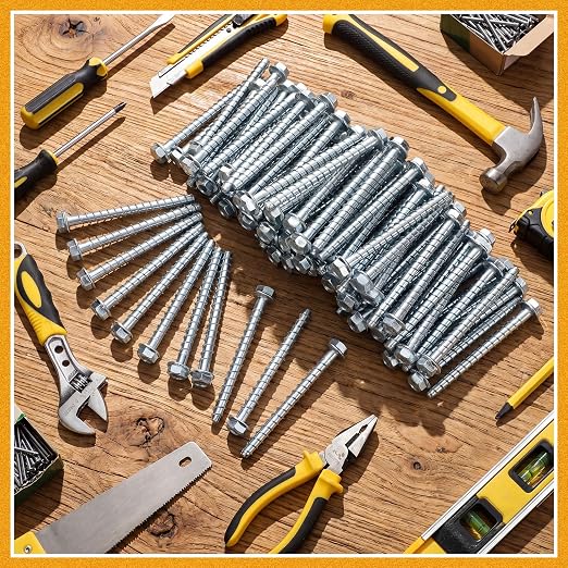 Hicarer 100 Pack 3/8 x 5 Inch Concrete Screws Galvanized Concrete Anchors | - Image 7