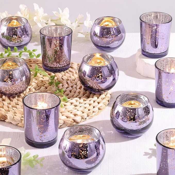 12 Pcs Assorsted Purple Votive Candle Holders by DEVI