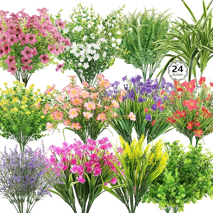 LELEE 24 Bundles Artificial Flowers by LELEE
