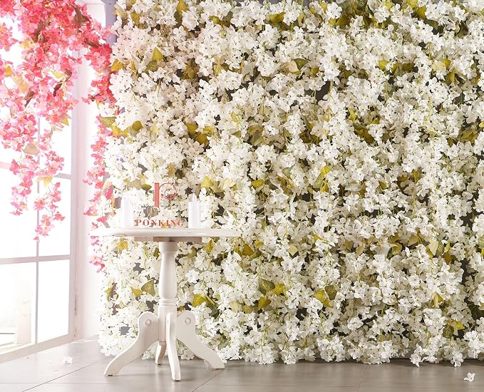 Artificial Flower Garland 2pcs 5.6ft Hydrangea Vine Decor, Hanging Faux - Image 2
