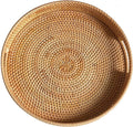 11.8" Round Rattan Tray, Hand Woven Serving Tray by XIMISISE