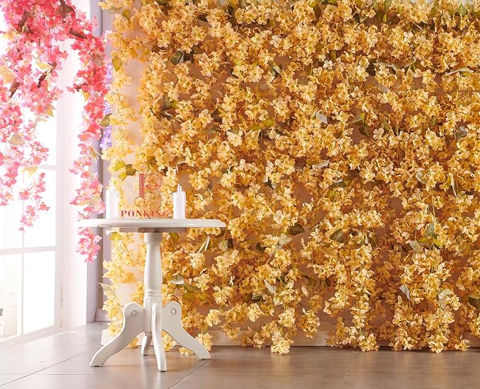 Artificial Flower Garland 2pcs 5.6ft Hydrangea Vine Decor, Champagne Flower | - Image 2