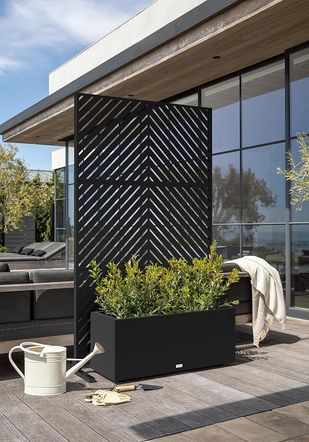 Veradek Block Series Long Box Planter + Arrow Privacy Screen Set, Balcony or - Image 5