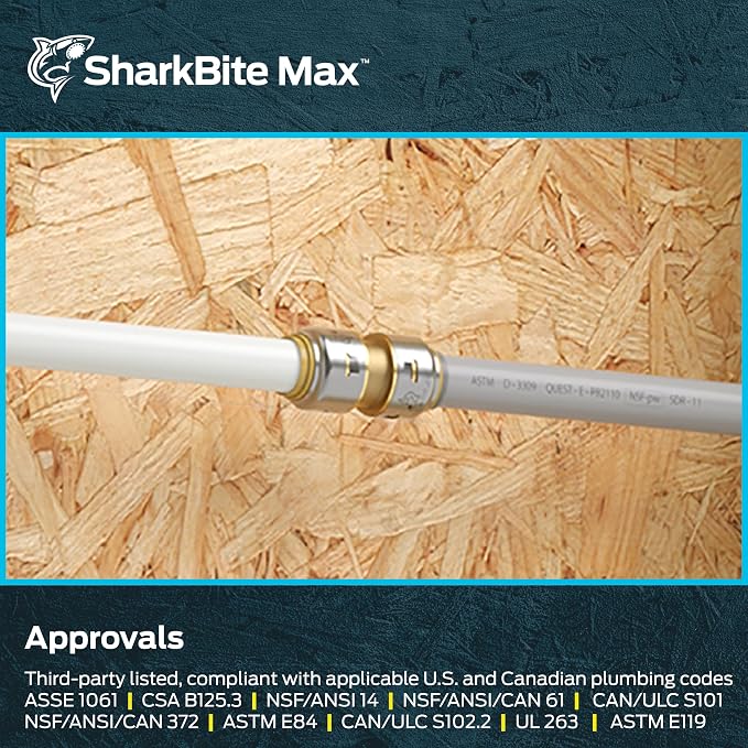 SharkBite Max 1/2 Inch Polybutylene Transition Coupling, Push to Connect Brass - Image 6