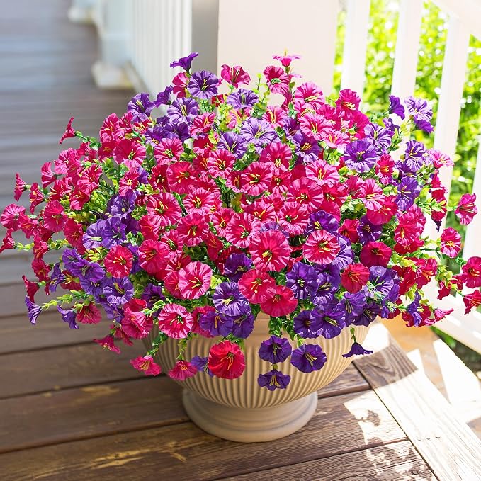 Artificial Flowers for Outdoors Fake Plants Outside Decoration, 12 Bundles Silk - Image 2