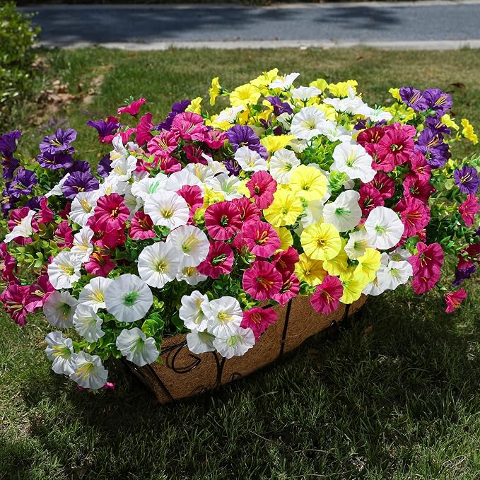 Artificial Flowers for Outdoors Fake Plants Outside Decoration, 12 Bundles Silk - Image 4