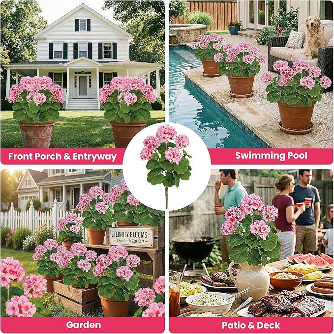 FOREST PRINCE 18"Artificial Geraniums - Image 3