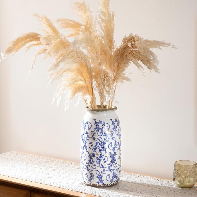 VICTOR & TERESA Rustic Large Blue and White Vase - Image 3