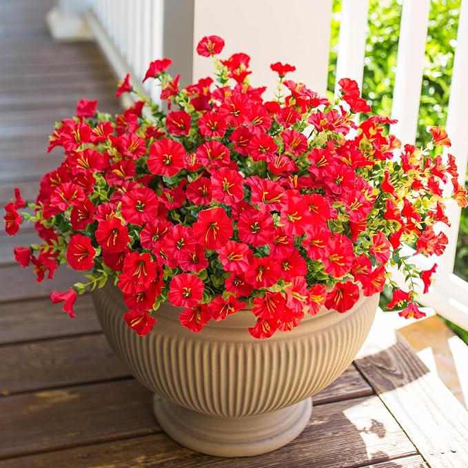 Artificial Flowers for Outdoors Fake Plants Outside Decoration, 12 Bundles Silk - Image 4
