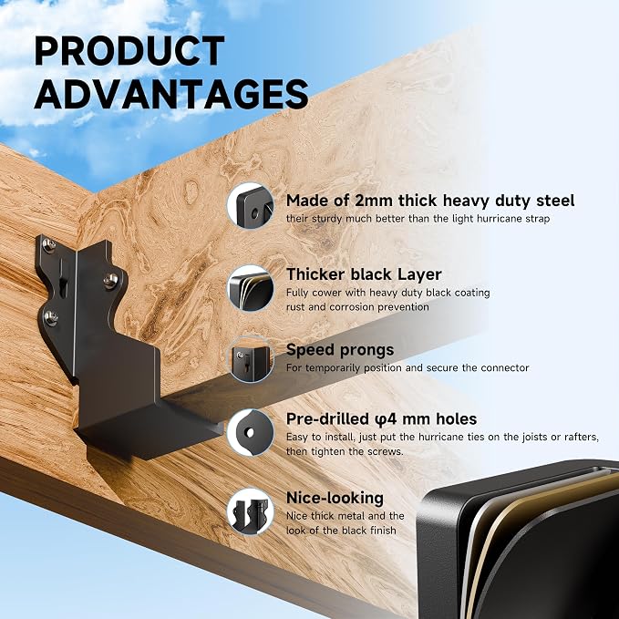 Black 2X4 Joist Hanger Heavy Duty 14 Gauge LU24 Black Face Mount Joist Hangers - Image 2