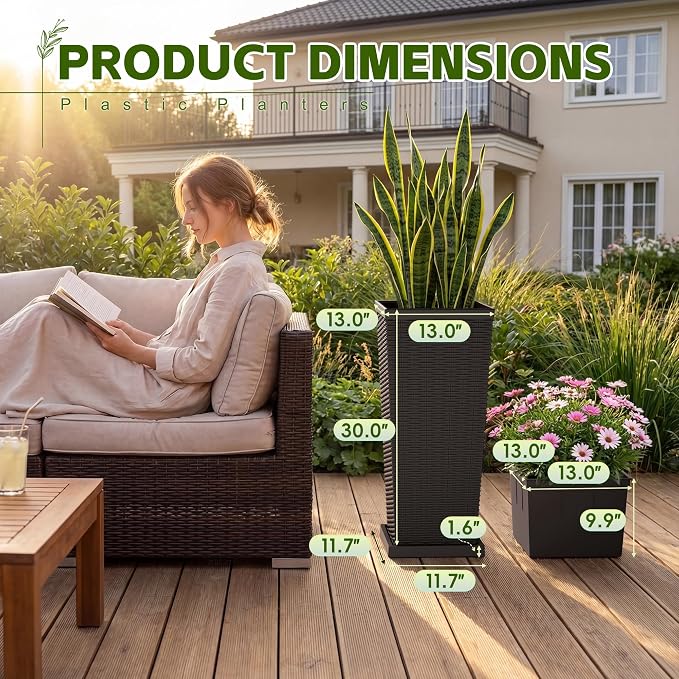 Devoko Resin 30'' Tall Planters - Image 5
