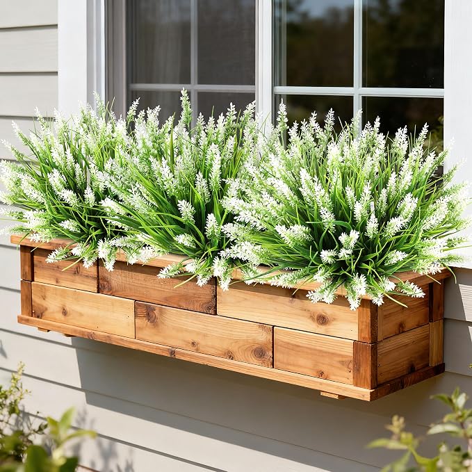 16PCS Artificial Flowers Outdoor, Fake White Monkey Grass Plants | UV Resistant - Image 6