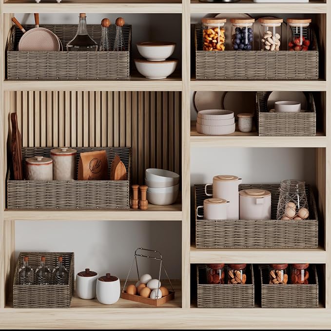 Pantry Baskets for Organizing, Wicker Basket Shelf Storage | Handwoven Pantry - Image 4