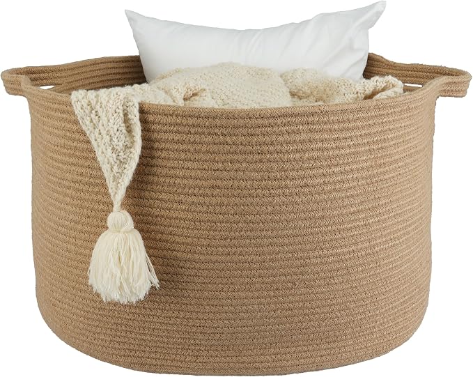 XUANGUO Extra Large Jute Rope Round Storage Basket 22" x 12" | Woven basket by XUANGUO