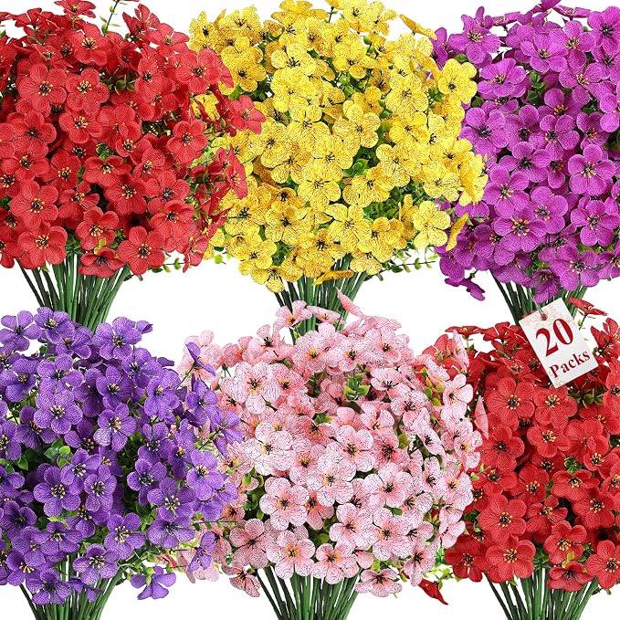 Alupssuc 20 Bundles Artificial Flowers by Alupssuc