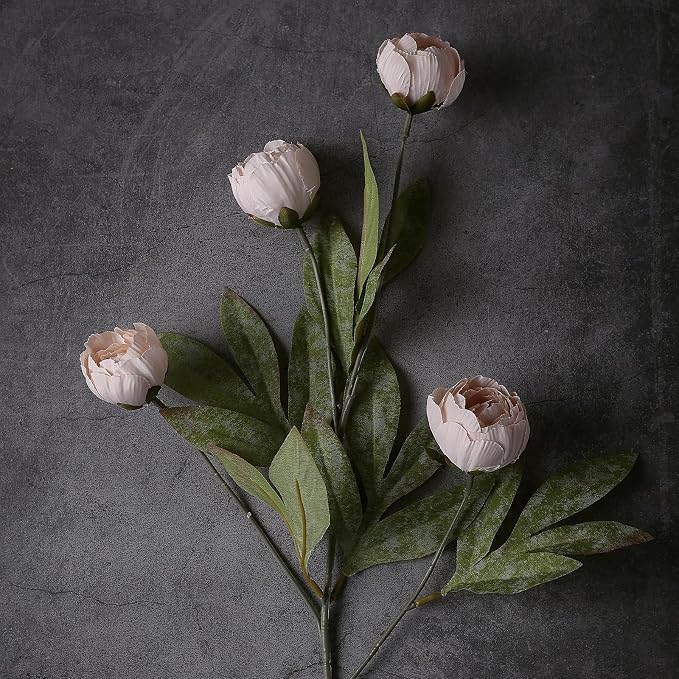VIERENA 6 Pcs 27" Faux Silk Peony Artificial Flowers Stems - Image 2