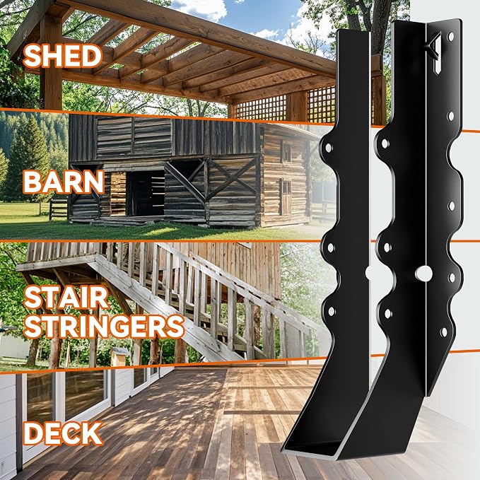 20 Pcs Black Joist Hangers 2X10, 18 Gauge Rafter Brackets, Hurricane Straps - Image 7