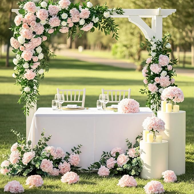 Auihiay 64Pcs Pink Hydrangea Artificial Flowers Bulk, Silk Hydrangeas | - Image 2