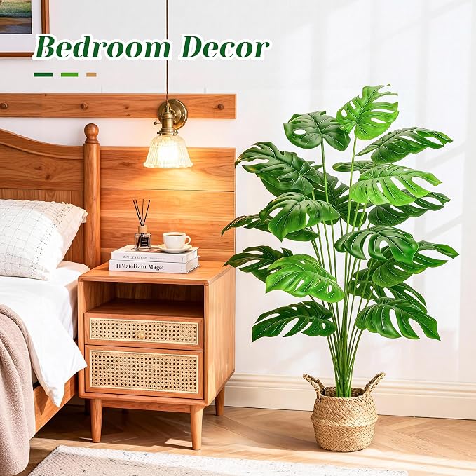 Der Rose 44" Tall Fake Plants, Artificial Tree in Round Basket Home Decor | - Image 5