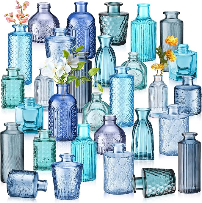 Yaomiao 30 Pcs Glass Bud Vases Centerpieces, Mini Colored Flower Vase by Yaomiao