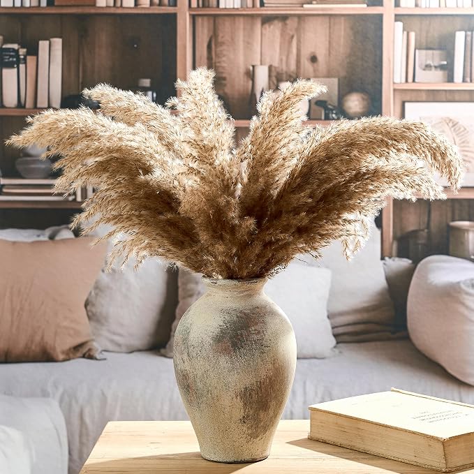 SIDUCAL Ceramic Vintage Flower Vase | 9 Inch Large Pottery Rustic Farmhouse - Image 5