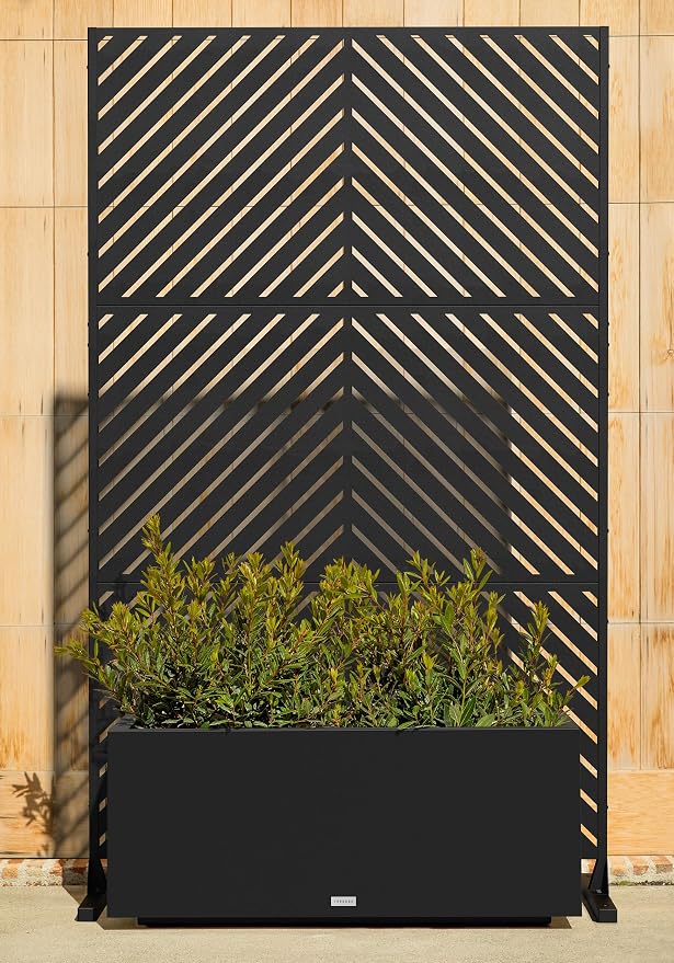 Veradek Block Series Long Box Planter + Arrow Privacy Screen Set, Balcony or - Image 7