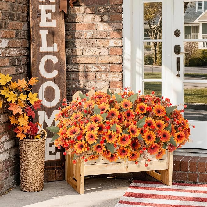 INQCMY Artificial Fall Flowers for Outdoor Porch Decoration - Image 4
