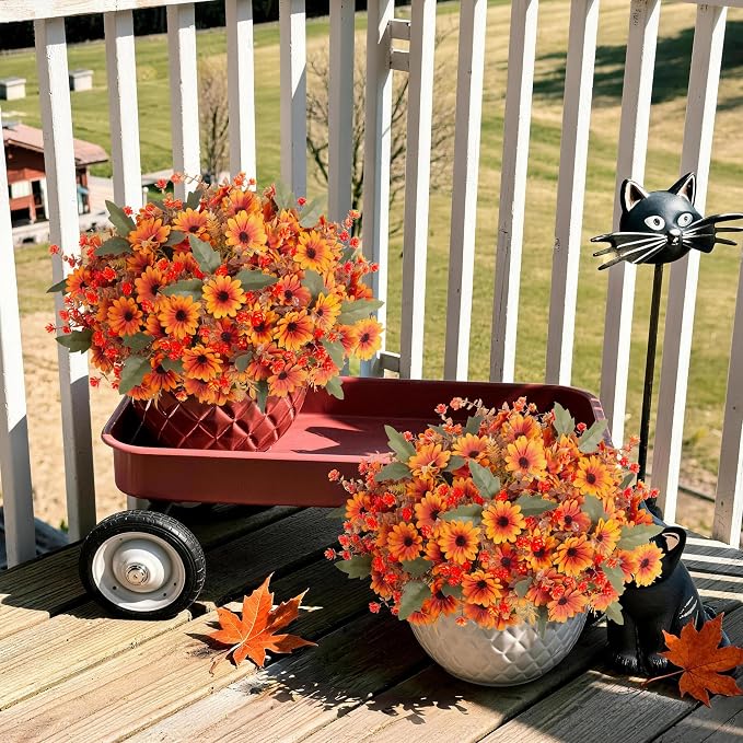 INQCMY Artificial Fall Flowers for Outdoor Porch Decoration - Image 5